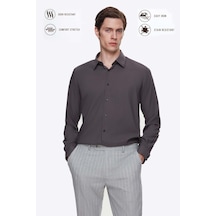 Twn Slim Fit Antrasit Düz Gömlek 5ef02ad10288m Antrasit