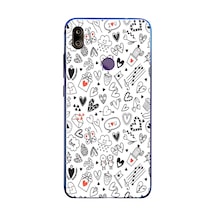 Redmi Note 7 Uyumlu Retro Kalp Karışık Baskılı Silikon Kılıf Renkli
