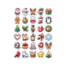 30 Adet Parlak Chibi Yılbaşı Sticker Seti - Laptop Telefon Ajanda İçin Çok Renkli