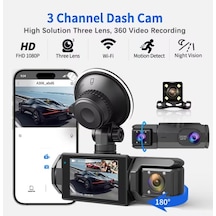 3 Kameralı 1080p Hd Araç İçi Kayıt Cihazı Gece Görüş, Geri Görüş, Lcd Ekran, G-sensör, Lcd Ekran