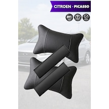 Citroen Picasso Uyumlu Set Siyah Deri Kemer Koruyucu Deri Yastık Lüks