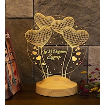 Doğum Günü Hediyesi, Sevgiliye, Arkadaşa İsimli Doğum Günü Hediyesi, Kişiye Özel Balon Kalpler Kişiye Özel 3D Led Lamba