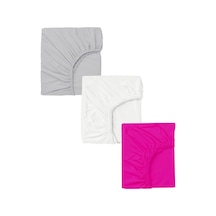 3 Adet 40 X 80 + 10 Cm Anne Yanı Lastikli Penye Kumaş Bebek Çarşafı-fuşya-gri