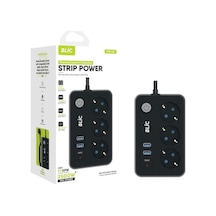 Akım Korumalı Priz, 3x Priz Soketi, 2x Usb Girişi, 1x Type-c Girişi, Tasarruflu Uzatma Kablosu, Çocuk Korumalı Adaptör 2 Metre