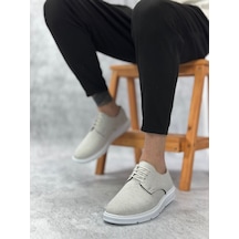 Ba0003 Bağcıklı Klasik Spor Keten Beyaz Taban Casual Erkek Ayakkabı Keten Gri