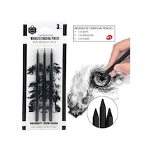 Odunsuz Kömür Kalemi. 3 Lü Set. Çizim Kalemi. Füzen. Eskiz Kalemi
