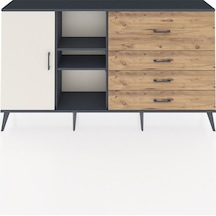 Arges Konsol 4 Raflı 4 Çekmeceli Tek Kapaklı 176x30x99 Antrasit-aytaşı/çam Aytası/atlas Çam - Antrasıt