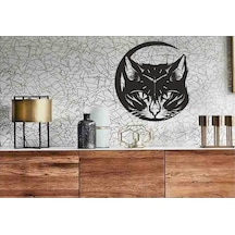 Kedi Temalı Dekoratif Ahşap Duvar Saati Ahşap