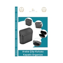 Otoaksesuar Araç İçi Ergonomik Hijyenik Dayanıklı Otomobil Çöp Kutusu Kapaklı Organize Siyah