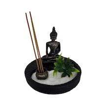 T. Concept Dekoratif Mini Zen Bahçesi, Buda Heykeli, Zen Felsefesi Ev Ofis Dekorasyonu Siyah Yuvarlak Metal Diğer