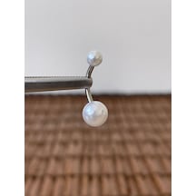 316 L Cerrahi Çelik Anti Alerjik 10 Mm İncili Göbek Piercingi İnci Piercing Altın - Beyaz - Siyah
