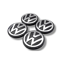 70 Mm Volkswagen Logolu Siyah Krom Jant Göbeği Seti Geçmeli Jant Kapağı 4 Adet