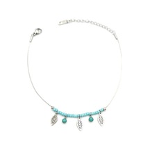 Royaleks Boncuklu Yonca Halhal - Gümüş Çok Renkli