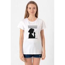 Pulp Fiction Goddamn Beyaz Kadın Bisikletyaka Tshirt Beyaz