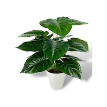 Yapay Çiçek Krem Saksıda Pothos Yeşil Doğal Dokulu 18dal 50cm Salon Çiçeği Yapay Bitki