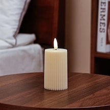 Willowhaven Dişli Mor Beyaz Led Mum, Pilsiz Alevsiz Dekor, 1 Adet 5x9cm Beyaz