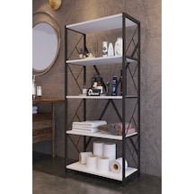 Morpanya Mony Metal Banyo Rafı Ünite 5 Raflı Banyo Düzenleyici Raf Deterjan Havlu Rafı 150 Cm Beyaz