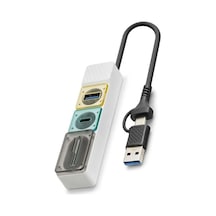 Çok Fonksiyonlu Usb 3.0 Çoklayıcı Ve Kart Okuyuculu Hub Adaptör Tip-c Ve Usb Girişli Çok Amaçlı Taşınabilir Kart Okuyucu