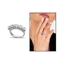 Kenarları Küçük Zirkon Taş Detaylı 925 Ayar Gümüş Kadın Beştaş Yü (500123184)