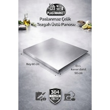 Paslanmaz Çelik Tezgah Üstü Kesme Doğrama Yoğurma Tahtası - L Kenar - Xl Ekstra Büyük Boy Metalik