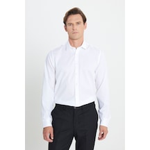 Ac&Co / Altınyıldız Classics Erkek Beyaz Ütü Gerektirmeyen Taılored Slim Fit Dar Kesim Klasik Yaka %100pamuk Non-ıron Gömlek Beyaz
