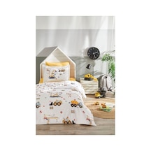 Özdilek Builder Tek Kişilik Lastikli Çarşaf Nevresim Takımı Sarı