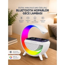 Google Dijital Kablosuz Şarj Özellikli Bluetooth Hoparlör Gece Lambası Renkli 75352981