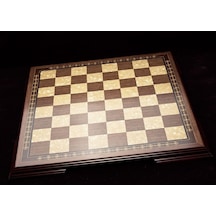 Orta Boy El Yapımı Sedef İşlemeli Masif Ceviz Satranç Tahtası 45 Cm X 45 Cm