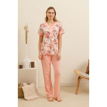 Cossy By Aqua Kadın Bej Desenli Pijama Takım 21aqu0021693 Renkli