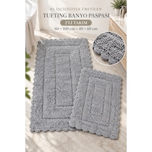 Alanur Bodrum Tufting Cotton Pamuklu El Işi Örgülü 2 Li Paspas 110 gri