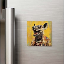 Hyena - Sırtlan - Güneş Gözlüklü Style - Buzdolap Magneti - 9x9 Cm