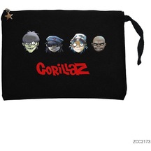 Gorillaz Cartoon - 2 Siyah Clutch Astarlı Cüzdan / El Çantası