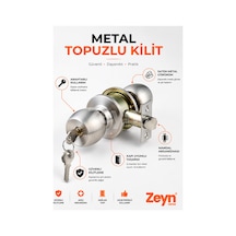 Metal Topuzlu Kapı Kilidi Anahtarlı Saten Gümüş Oda Ofis Kapı Kilit Mekanizması