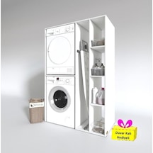 Kenzlife Çamaşır-kurutma Makinesi Dolabı Alyusha Byz 180 120 60 Banyo Arkalıksız + Tekli Duvar Rafı Hediyeli Beyaz
