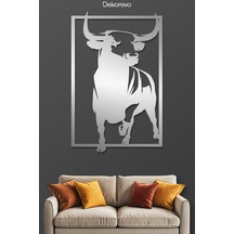 Boğa Metal Duvar Tablosu - Metal Duvar Sanatı - Krom - 50 X 75 Cm