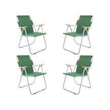 Katlanabilir Bahçe Sandalyeleri - 4 Adet Yeşil Acı Kahverengi