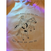 Startmore Unisex Oversize Cowboy Tshirt Beyaz