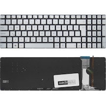 Asus Uyumlu Rog Gl552vw-xo169t, Gl552vw-xo640t, Gl552vx-cn090t Klavye Tr Işıklı Gümüş Gri