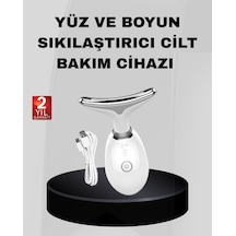 Kablosuz Şarjlı Yüz Sıkılaştırıcı Cihaz Ems Mikro Akım Anti-aging Masaj Aleti - Lisinya Beyaz