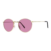 Polarize Yuvarlak Retro Gözlük Altın Çerçeve Pembe Aynalı Cam Güneş Gözlüğü Diğer