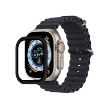 Newface Apple Watch Ultra 49mm Alüminyum Kasa Cam Ekran Koruyucu - Siyah