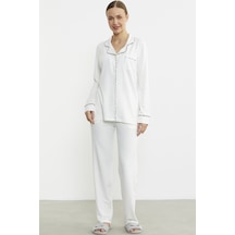 Sementa Düz Renk Gömlek Model Pijama Takım - Kemik Kemik