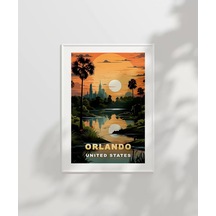 Çerçevesiz Poster Gölet Kenarında Gün Batımı
