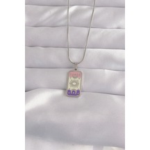 316l Çelik Gümüş Renk Karışık Mineli Ay Figür Tarot Kolye - Çok Renkli
