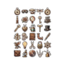 30 Adet Vintage Steampunk Obje Sticker Seti - Laptop Defter Telefon İçin Çok Renkli
