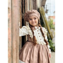 H L Y Karol Tasarım Şapkalı Retro Krem Vintage Kız Bebek Elbise,doğum Günü Elbise,fotoğraf Çekim Elbise,0-12 Yaş Uygun KREM