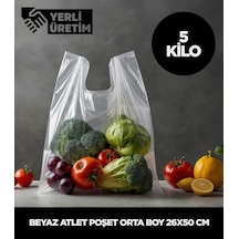 Beyaz Atlet Poşet Orta Boy 26x50 Cm 5 Kg