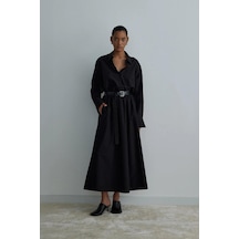 Suud Collection Siyah Day Poplin Kloş Etek