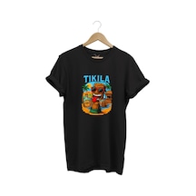Summer Yazlık Tekila Yazı Baskılı %100 Pamuk Regular Fit Premium Siyah T-shirt Siyah