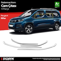 S-dizayn Peugeot Rifter Krom Cam Çıtası 4 Prç. 2019 Üzeri A+ Kalite